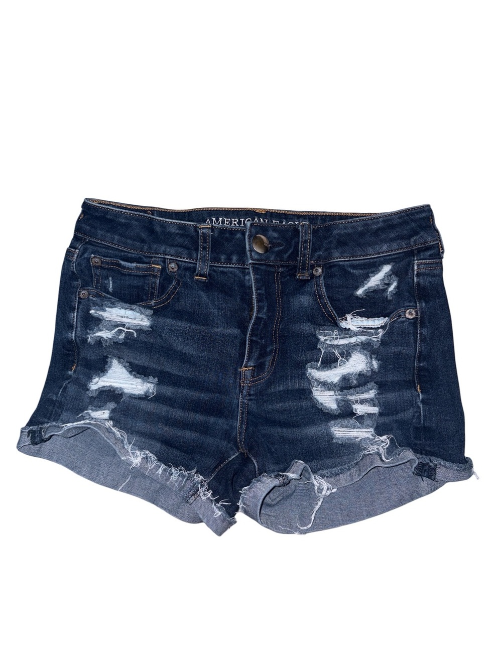 American Eagle Outfitters Women’s High-Rise Shortie Distressed Shorts